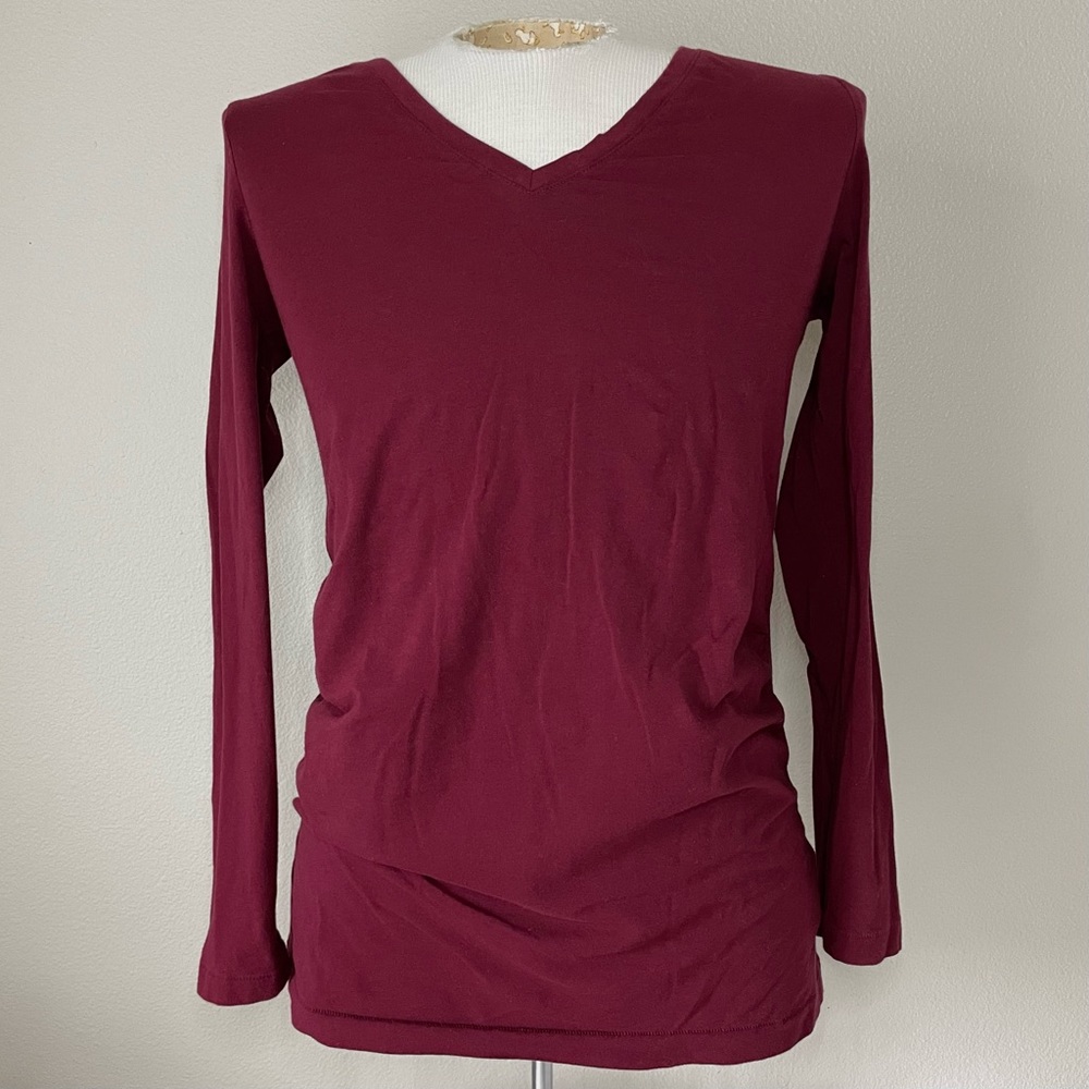 GAP Love by GAP V-neck Long Sleeve Maternity Tee - Maroon